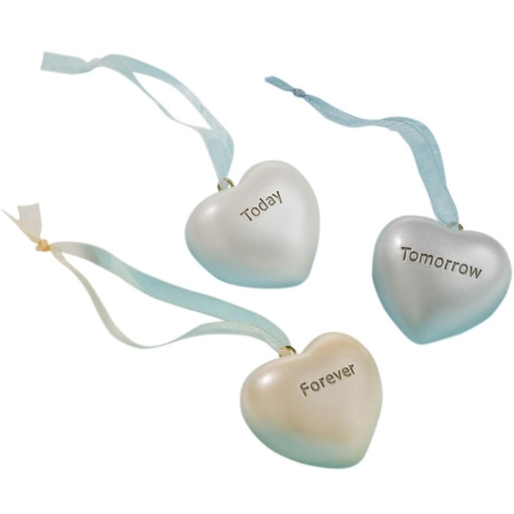 Hallmark “Today, Tomorrow, Forever” heart ornament trio NIB